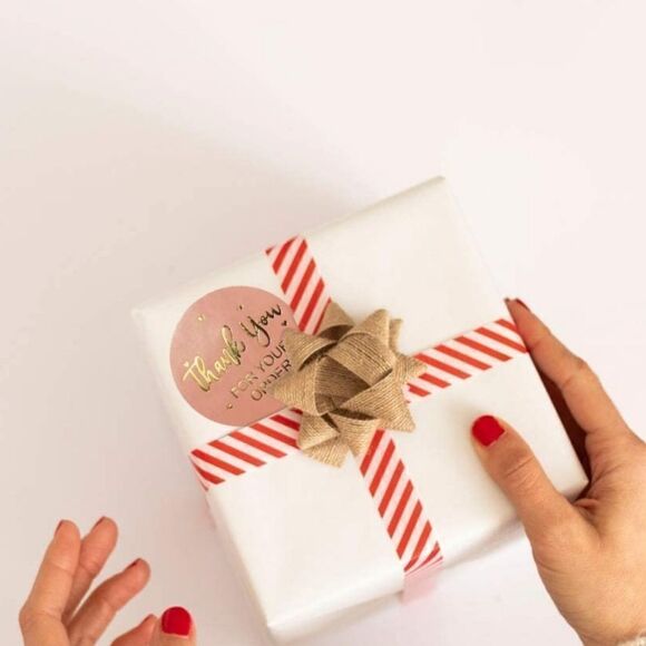 1000 Adorable Pink Rose Gold "Thank you" Stickers - Picture 7 of 7